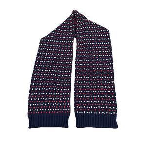 American Eagle Scarf 64in Long Knit Crochet Navy w/ Red & White